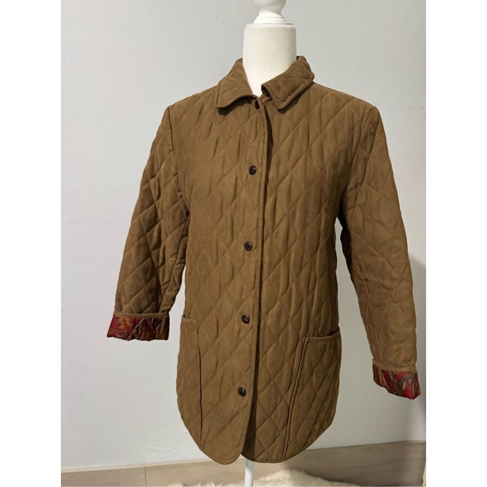 Talbots Barn coat Diamond Quilted snap front SP with pockets